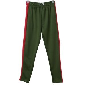 WEIV Los Angeles Men's Olive Green Red Side Stripe Tapered Track Pants Large